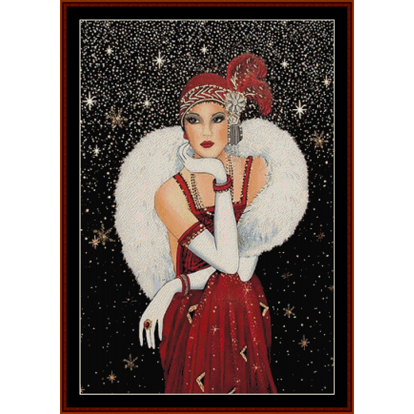 Glamour Girl in Red pdf cross stitch pattern