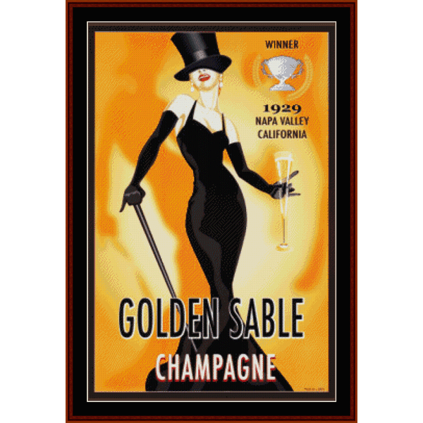 Golden Sable Champagne - Vintage Poster pdf cross stitch pattern