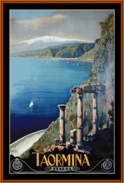 Taormina - Vintage Poster pdf cross stitch pattern