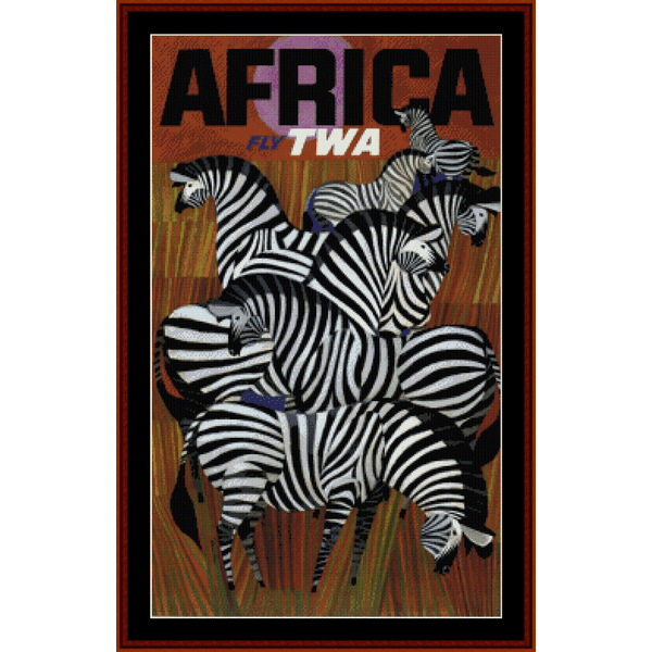 Fly TWA Africa - Vintage Poster pdf cross stitch pattern