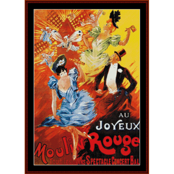 Au Joyeux Moulin Rouge - Vintage Poster pdf cross stitch pattern