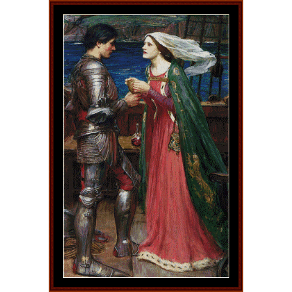 Tristan and Isolde - John William Waterhouse pdf cross stitch pattern