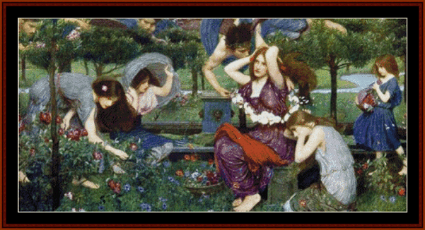 Flora and the Zephyrs - J.W. Waterhouse cross stitch pattern
