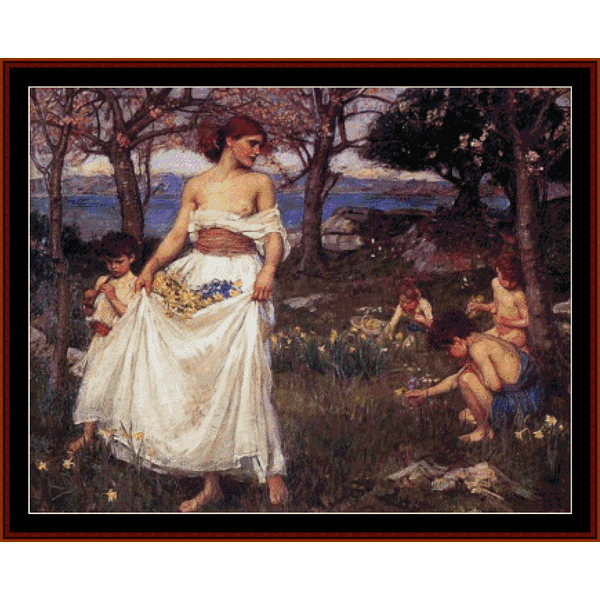 A Song of Spring - J.W. Waterhouse pdf cross stitch pattern