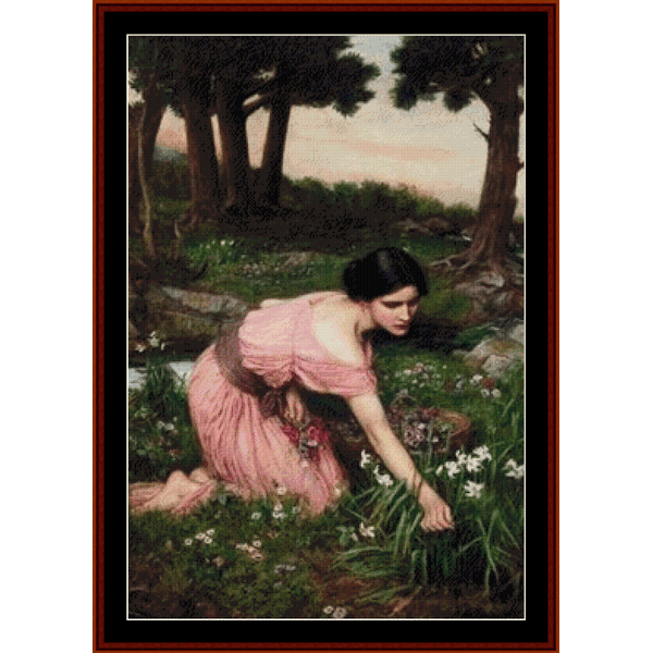 Lap of Flowers - John William Waterhouse pdf cross stitch pattern