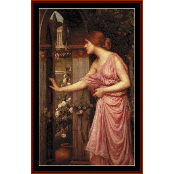 Psyche Entering Cupid's Garden - J.W. William Waterhouse pdf cross stitch pattern