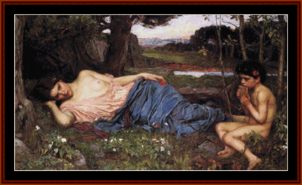 Listen to My Sweet Pipings - J.W. Waterhouse cross stitch pattern