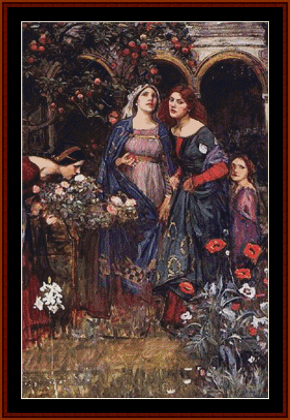The Enchanted Garden, Detail - J.W. Waterhouse pdf cross stitch pattern