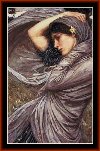 Boreas, Detail - J.W. Waterhouse pdf cross stitch pattern