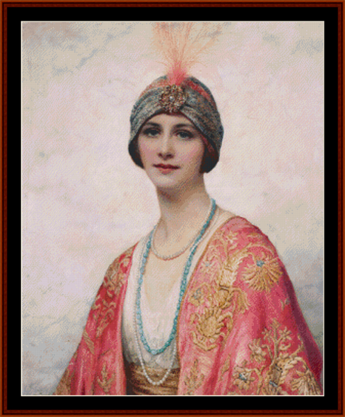Beauty in Eastern Costume - W.C. Wontner pdf cross stitch pattern