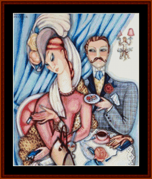 Couple au Cafe – Gerda Wegener pdf cross stitch pattern