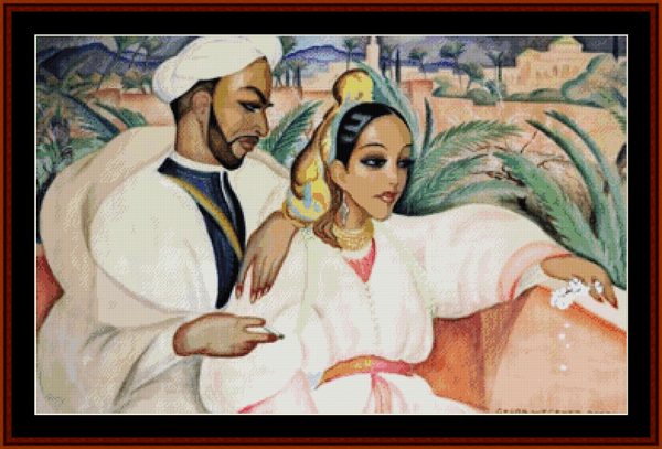 Oriental Couple – Gerda Wegener pdf cross stitch pattern