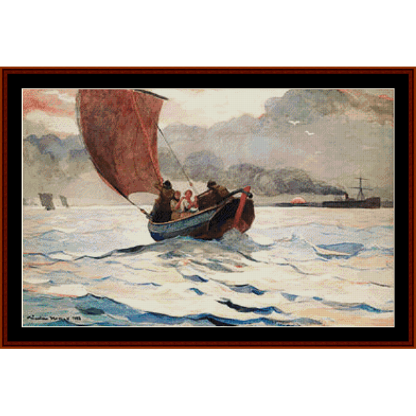Returning Fishing Boat – Winslow Homer pdf cross stitch pattern