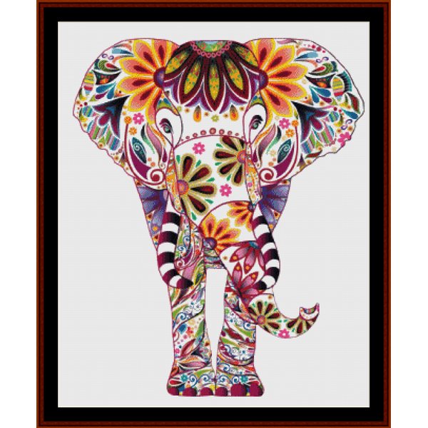 Elephant mandala VIII - pdf cross stitch pattern