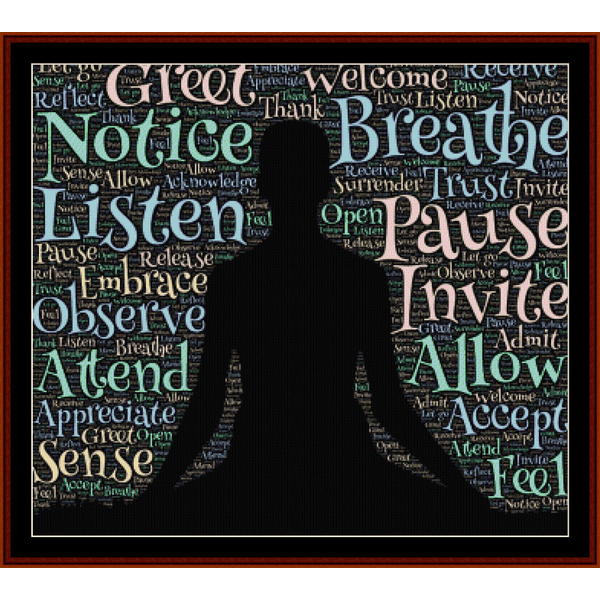 Meditation - Word Art pdf cross stitch pattern