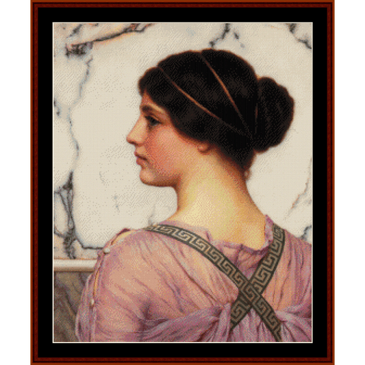 Counted Cross Stitch Pattern by Cross Stitch Collectibles - Portrait of a woman with a marble wall background