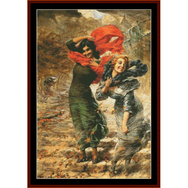 A Gust of Wind - Gaetano Bellei Counted Cross Stitch Pattern by Cross Stitch Collectibles