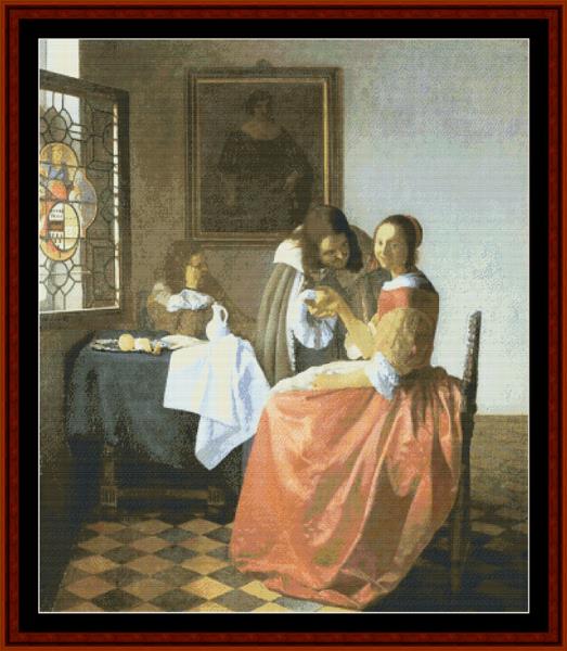 A Lady and Two Gentlemen - Vermeer pdf counted cross stitch pattern