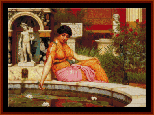 A Lily Pond - J.W. Godward pdf counted cross stitch pattern