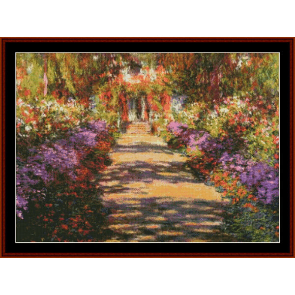 Counted Cross Stitch Pattern by Cross Stitch Collectibles of a garden path with flowers