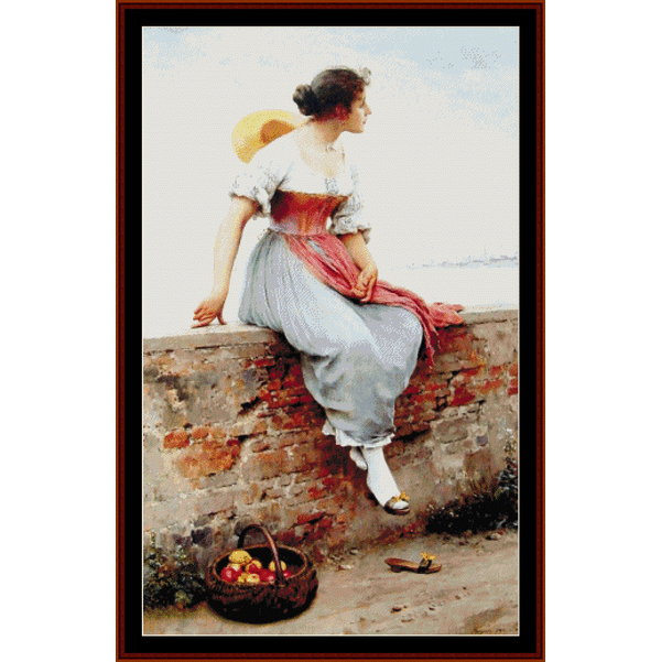 A Pensive Moment - Eugene de Blass pdf counted cross stitch pattern