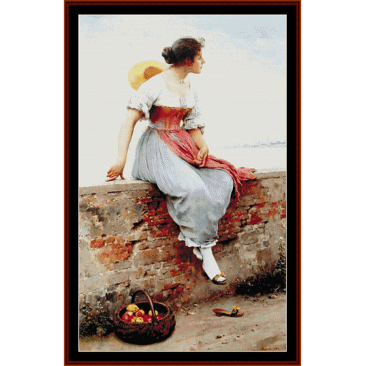 A Pensive Moment - Eugene de Blass pdf counted cross stitch pattern