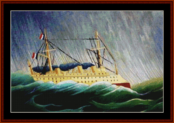 A Ship in the Storm - Henry Rousseau pdf counted cross stitch pattern