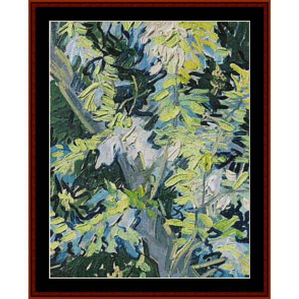 Counted Cross Stitch Pattern by Cross Stitch Collectibles with a floral design in green, blue, and white.