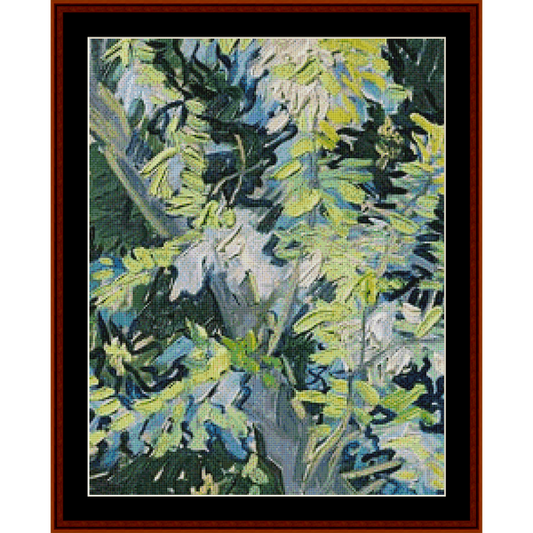 Counted Cross Stitch Pattern by Cross Stitch Collectibles with a floral design in green, blue, and white.