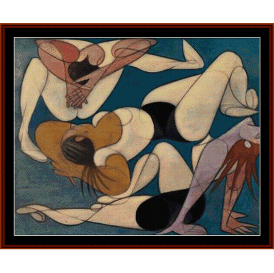 Counted Cross Stitch Pattern by Cross Stitch Collectibles of a couple embracing with a blue background