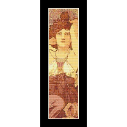 Vintage-style Counted Cross Stitch Pattern by Cross Stitch Collectibles of a woman with a decorative frame