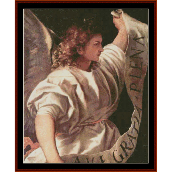 Counted Cross Stitch Pattern by Cross Stitch Collectibles of an angel holding a banner with text