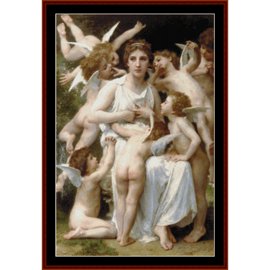 Counted Cross Stitch Pattern by Cross Stitch Collectibles depicting a classical painting with figures that resembles the work of William Bouguereau.