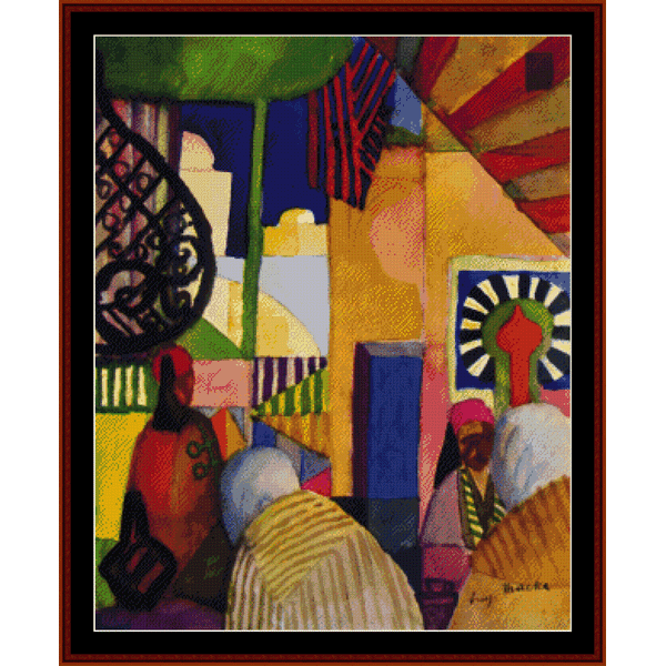 Counted Cross Stitch Pattern by Cross Stitch Collectibles depicting a colorful artistic scene with figures and abstract elements