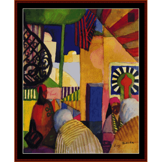 Counted Cross Stitch Pattern by Cross Stitch Collectibles depicting a colorful artistic scene with figures and abstract elements