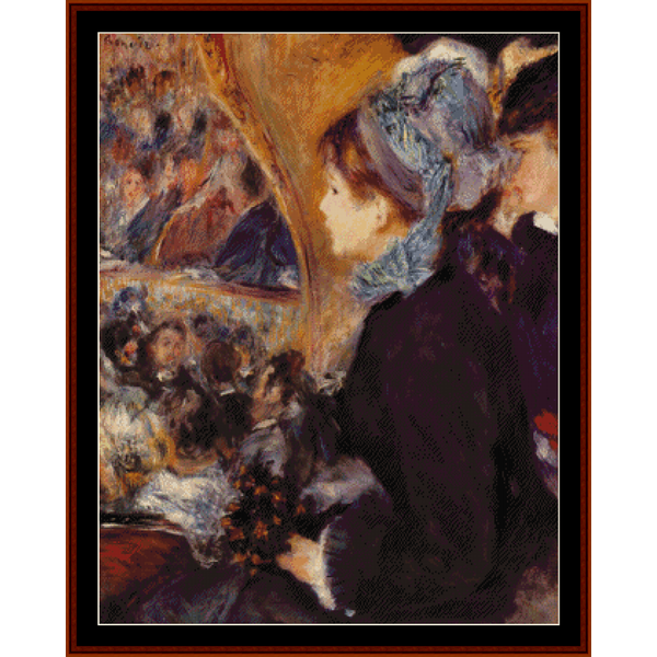 Counted Cross Stitch Pattern by Cross Stitch Collectibles of a woman with a blue scarf sitting at a table with other people.