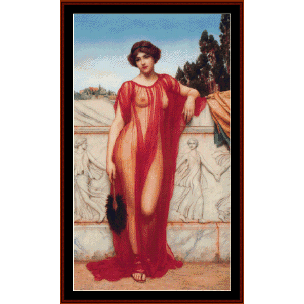 Counted Cross Stitch Pattern by Cross Stitch Collectibles featuring a nude female figure in a red garment