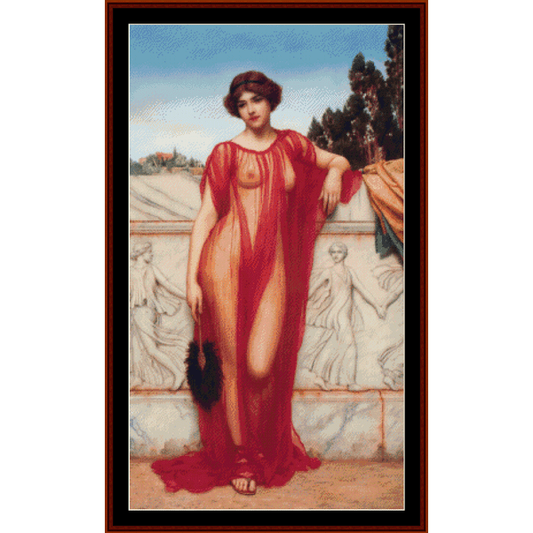 Counted Cross Stitch Pattern by Cross Stitch Collectibles featuring a nude female figure in a red garment