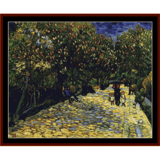 Counted Cross Stitch Pattern by Cross Stitch Collectibles for Van Gogh's 'Avenue of Flowering Chestnut Trees' 