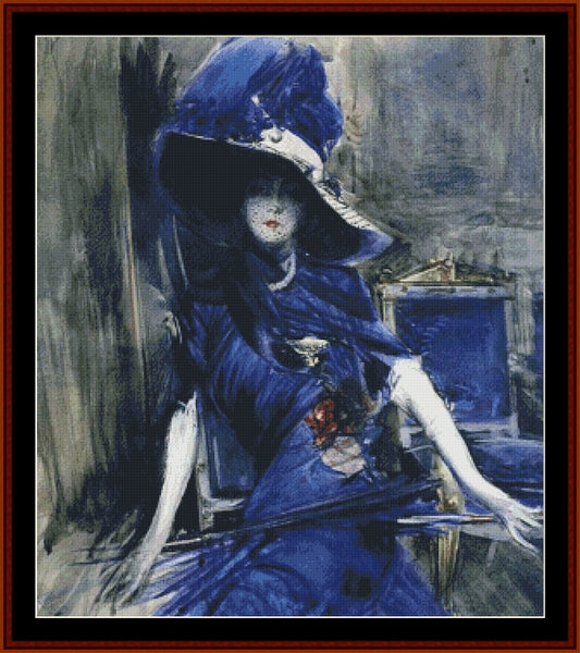 The Divine in Blue – Giovanni Boldini pdf cross stitch pattern