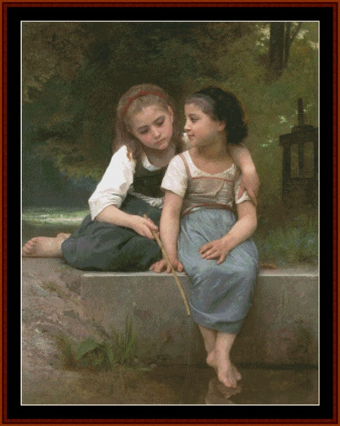 Fishing for Frogs- William Bouguereau pdf cross stitch pattern