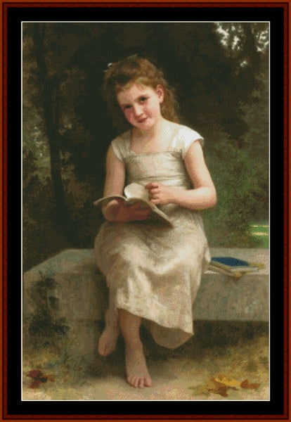 The Reading Girl - William Bouguereau pdf cross stitch pattern
