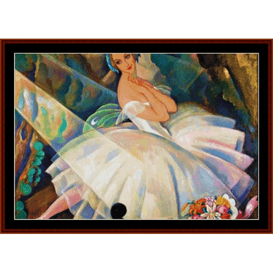 Counted Cross Stitch Pattern by Cross Stitch Collectibles of a ballet dancer in a flowing garment with floral elements