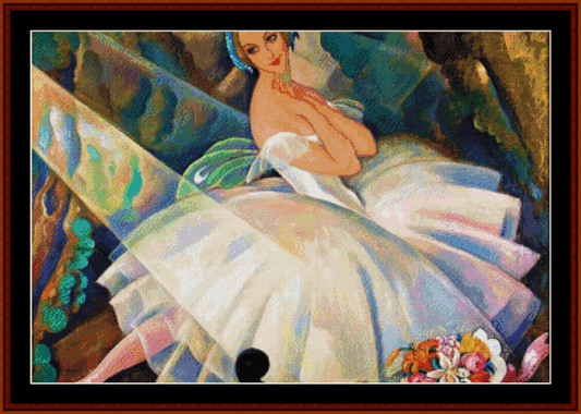 Counted Cross Stitch Pattern by Cross Stitch Collectibles of a ballerina in a white dress with floral elements