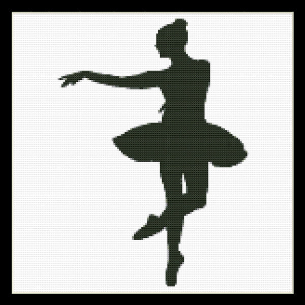 Counted Cross Stitch Pattern by Cross Stitch Collectibles - A silhouette of a ballet dancer in a black and white color scheme.