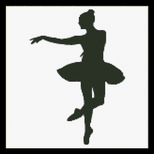 Counted Cross Stitch Pattern by Cross Stitch Collectibles - A silhouette of a ballet dancer in a black and white color scheme.