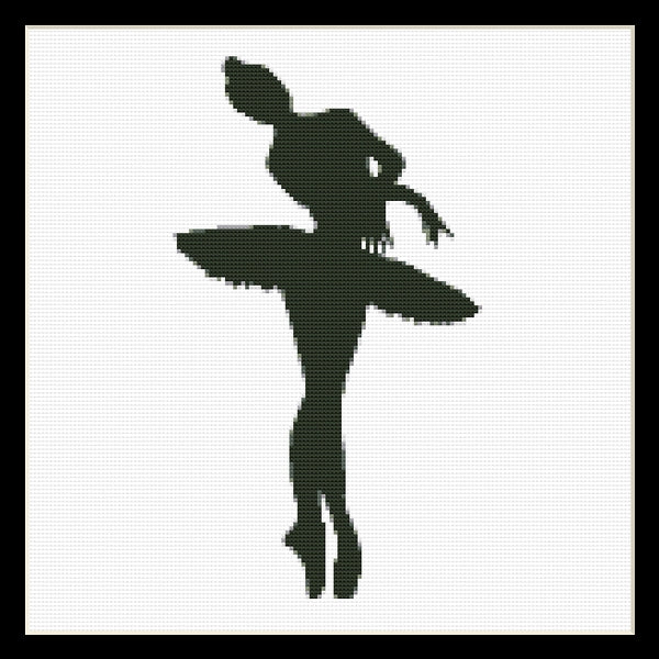 Counted Cross Stitch Pattern by Cross Stitch Collectibles - A silhouette of a ballet dancer in a black and white color scheme