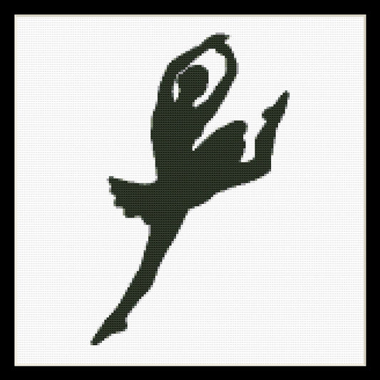 Counted Cross Stitch Pattern by Cross Stitch Collectibles - A silhouette of a ballet dancer in a black and white color scheme.
