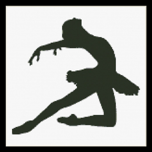 Counted Cross Stitch Pattern by Cross Stitch Collectibles of a silhouette of a ballet dancer in black and white.