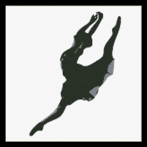 Counted Cross Stitch Pattern by Cross Stitch Collectibles - A silhouette of a ballet dancer in a dynamic pose